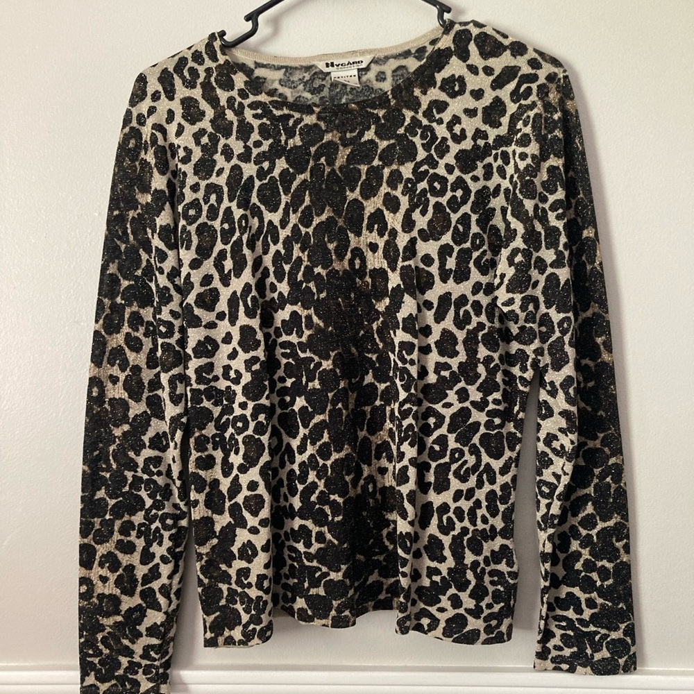 Vintage Leopard-print sparkle top
